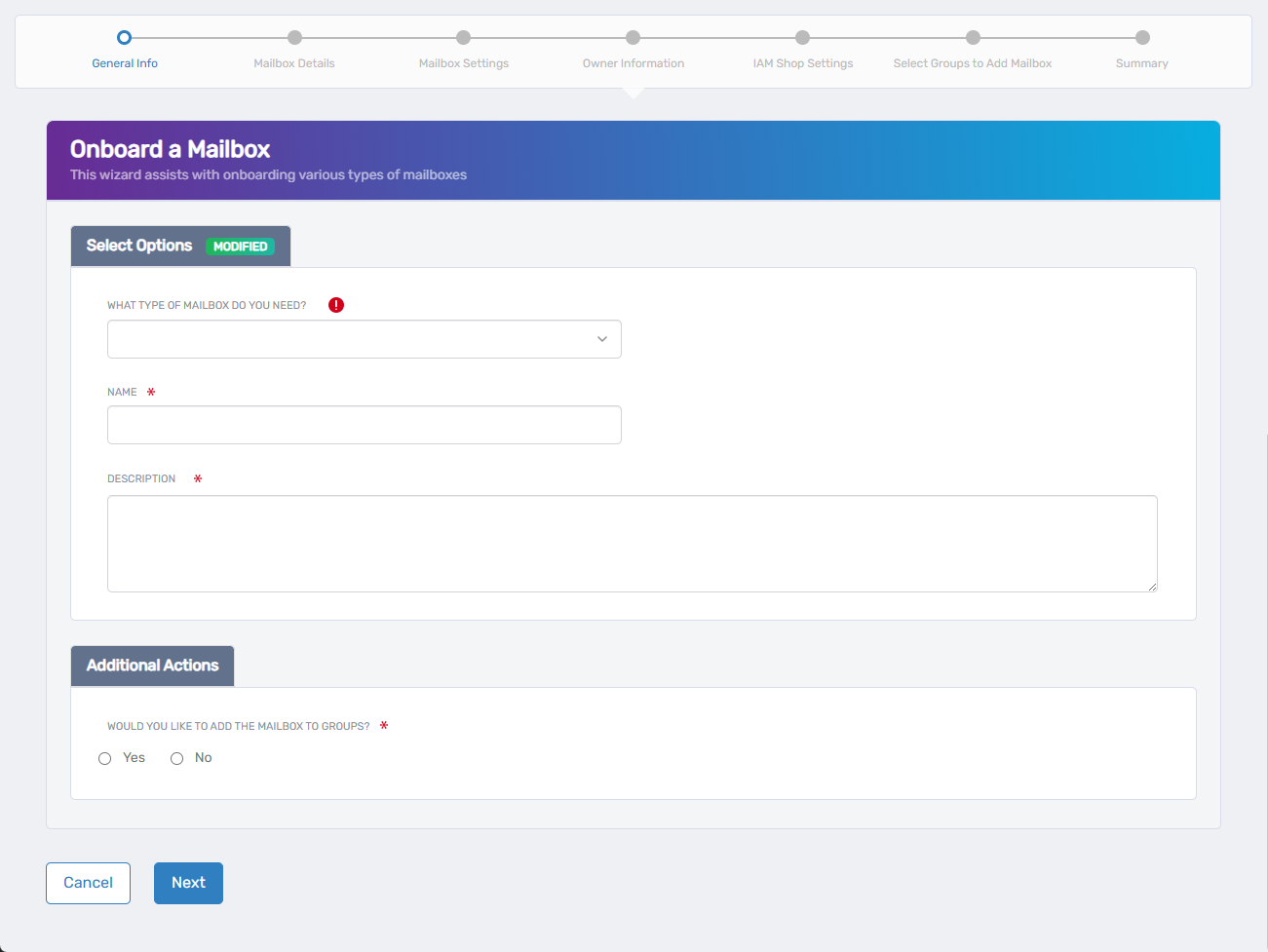 General Information step