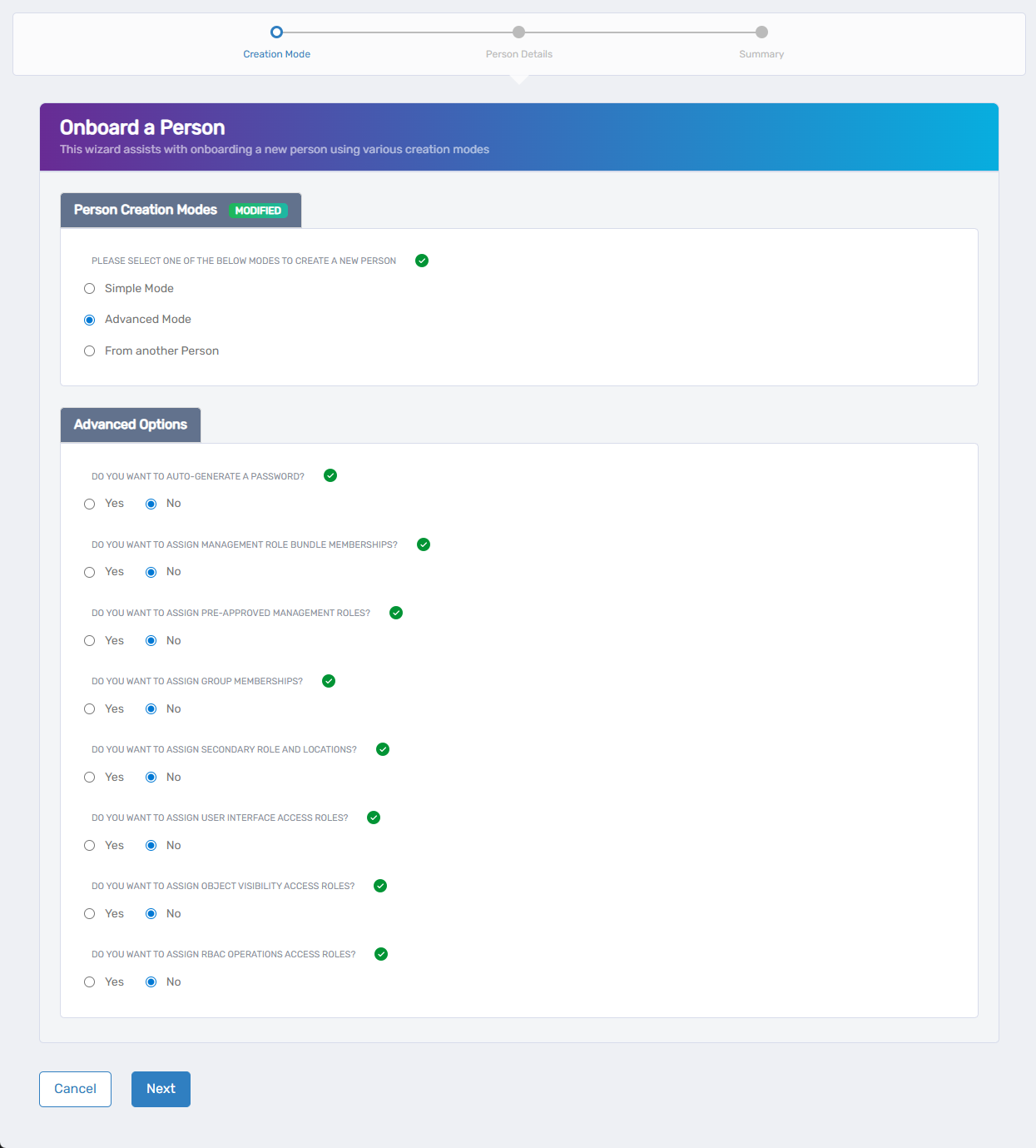 Advanced Mode Options