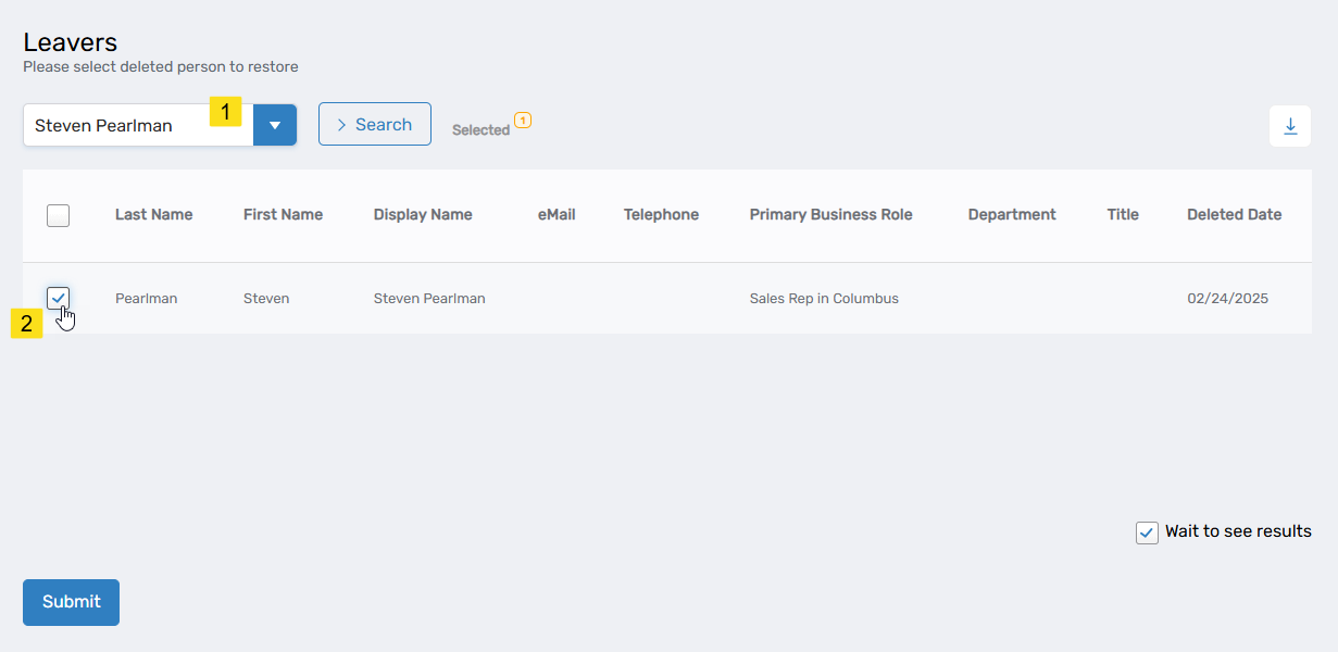 Select deleted person