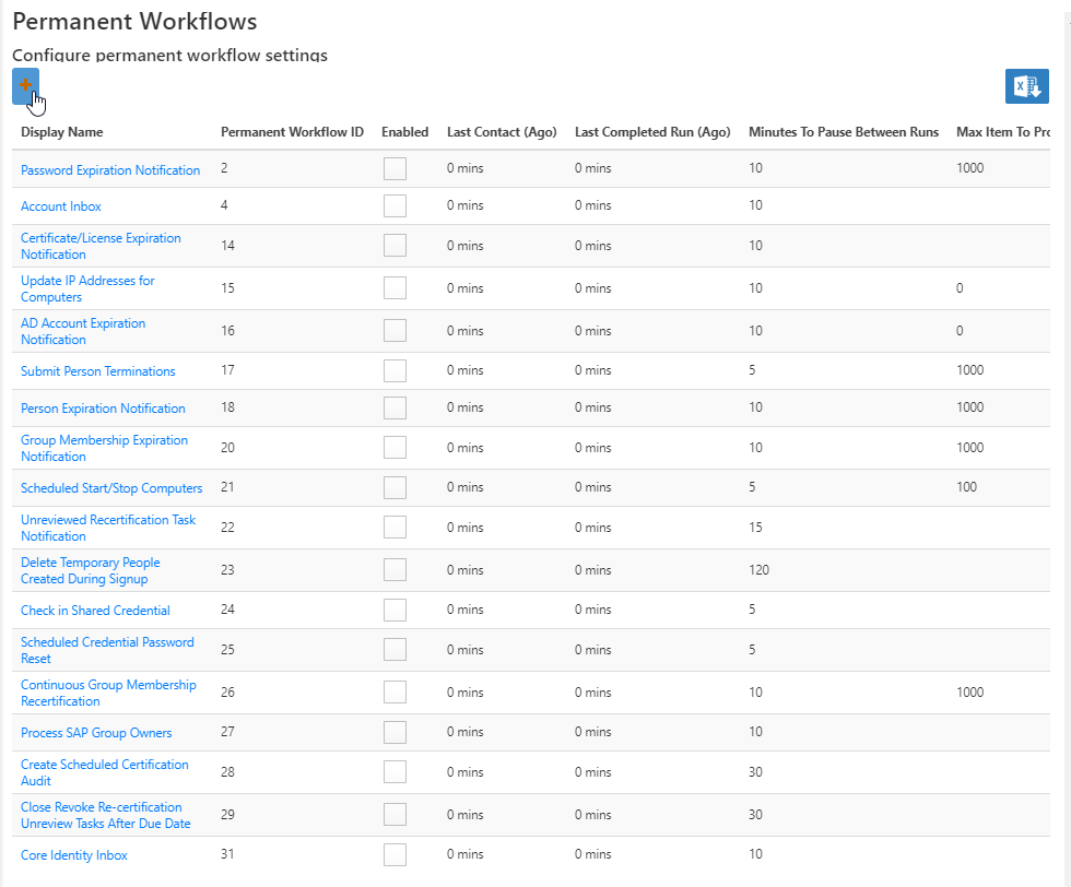 Permanent workflow add new button