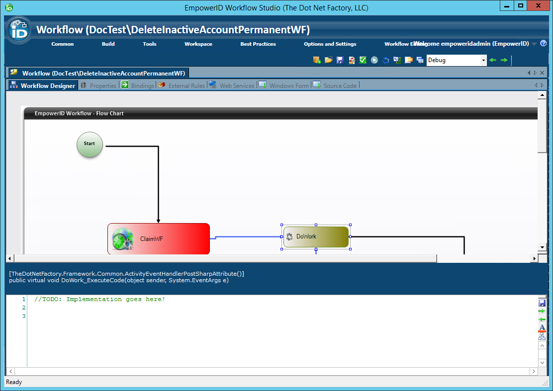 Permanent workflow do work code editor