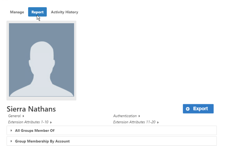 Report tab on Person Details page