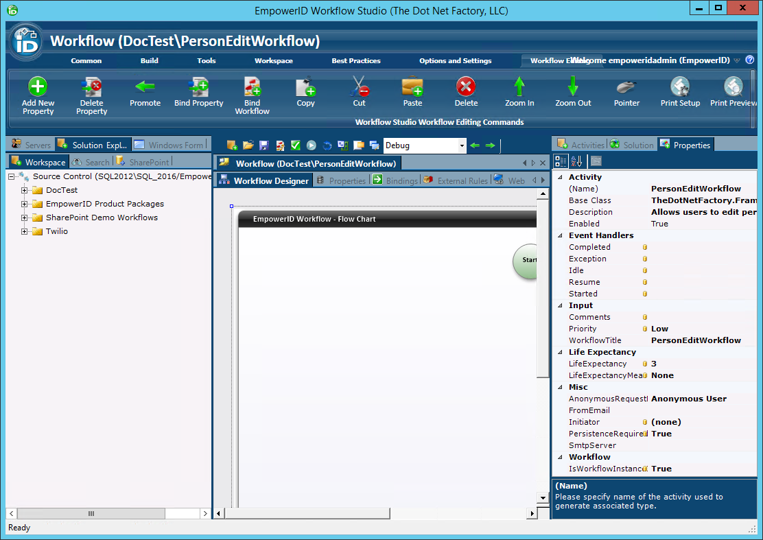 Person edit workflow in designer
