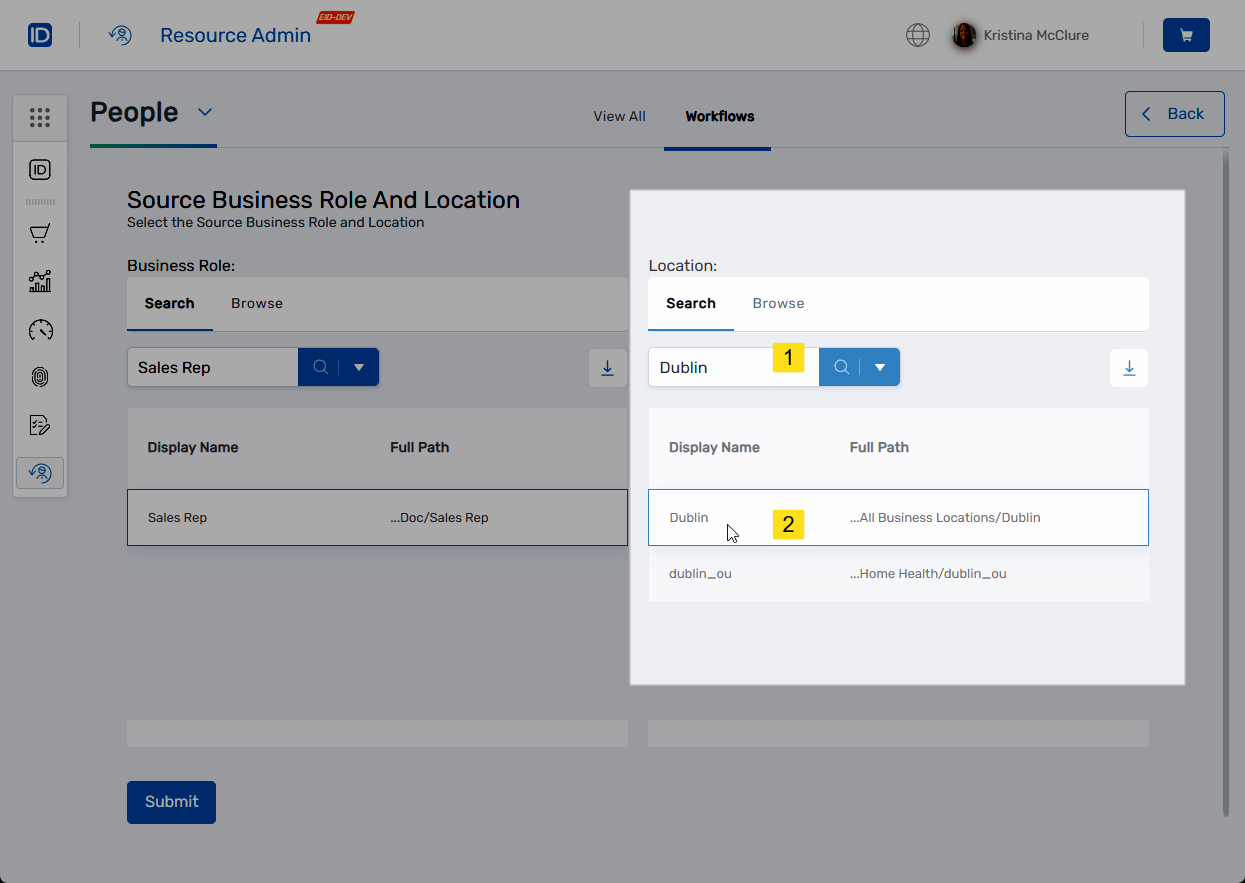 Select source Location