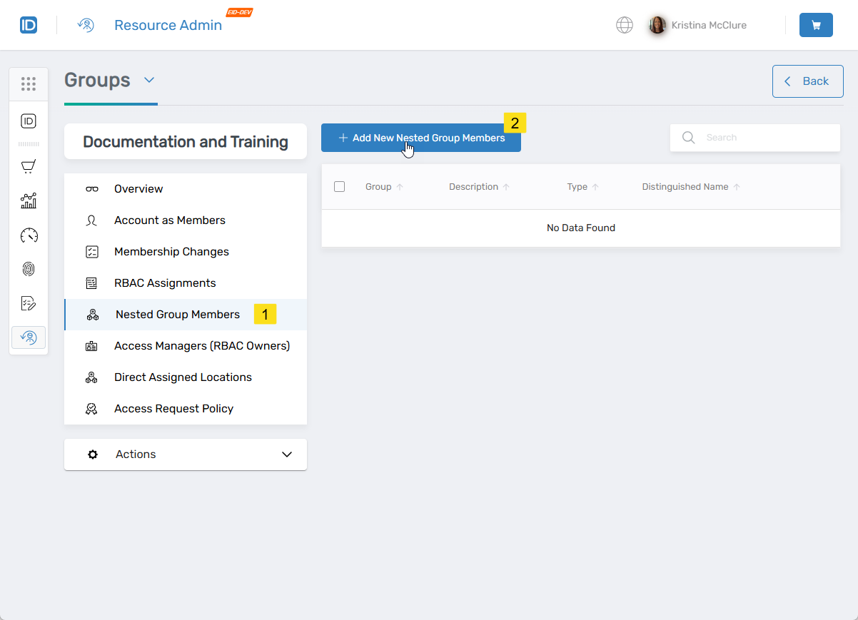 Add New Nested Group Members button