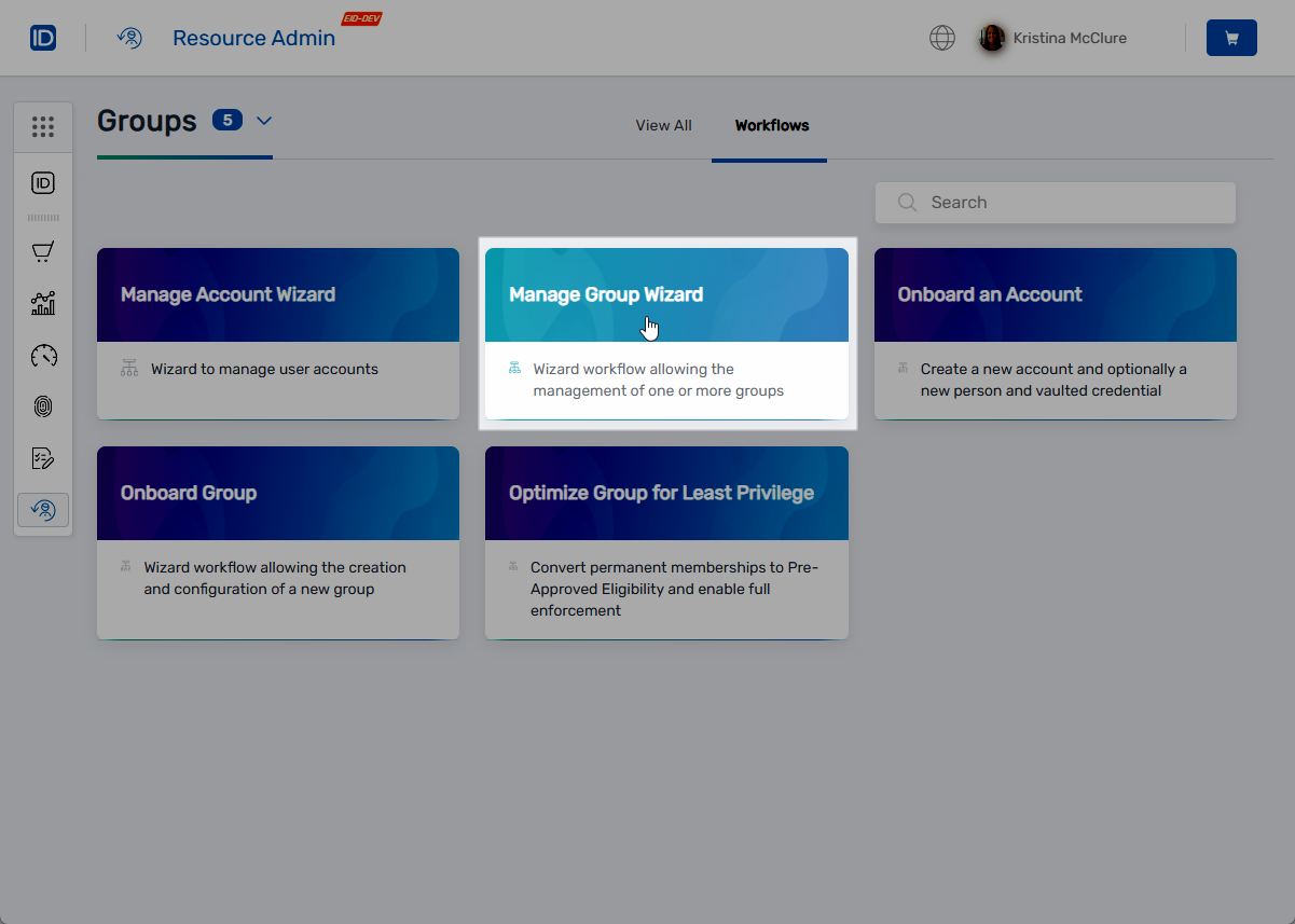 Manage Group Wizard button in Workflows tab