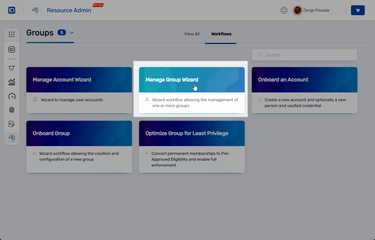 Manage Group Wizard button