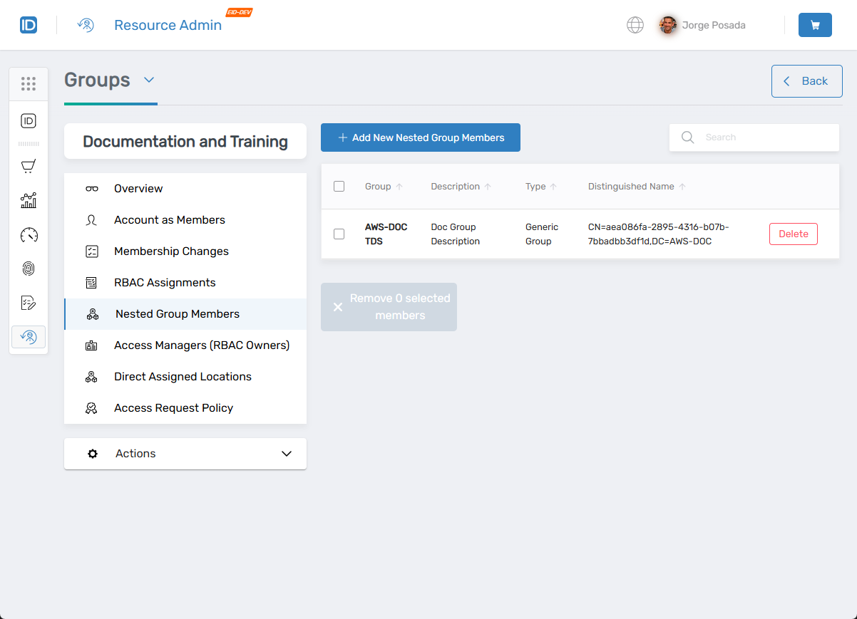 Nested Group Members list showing the added group