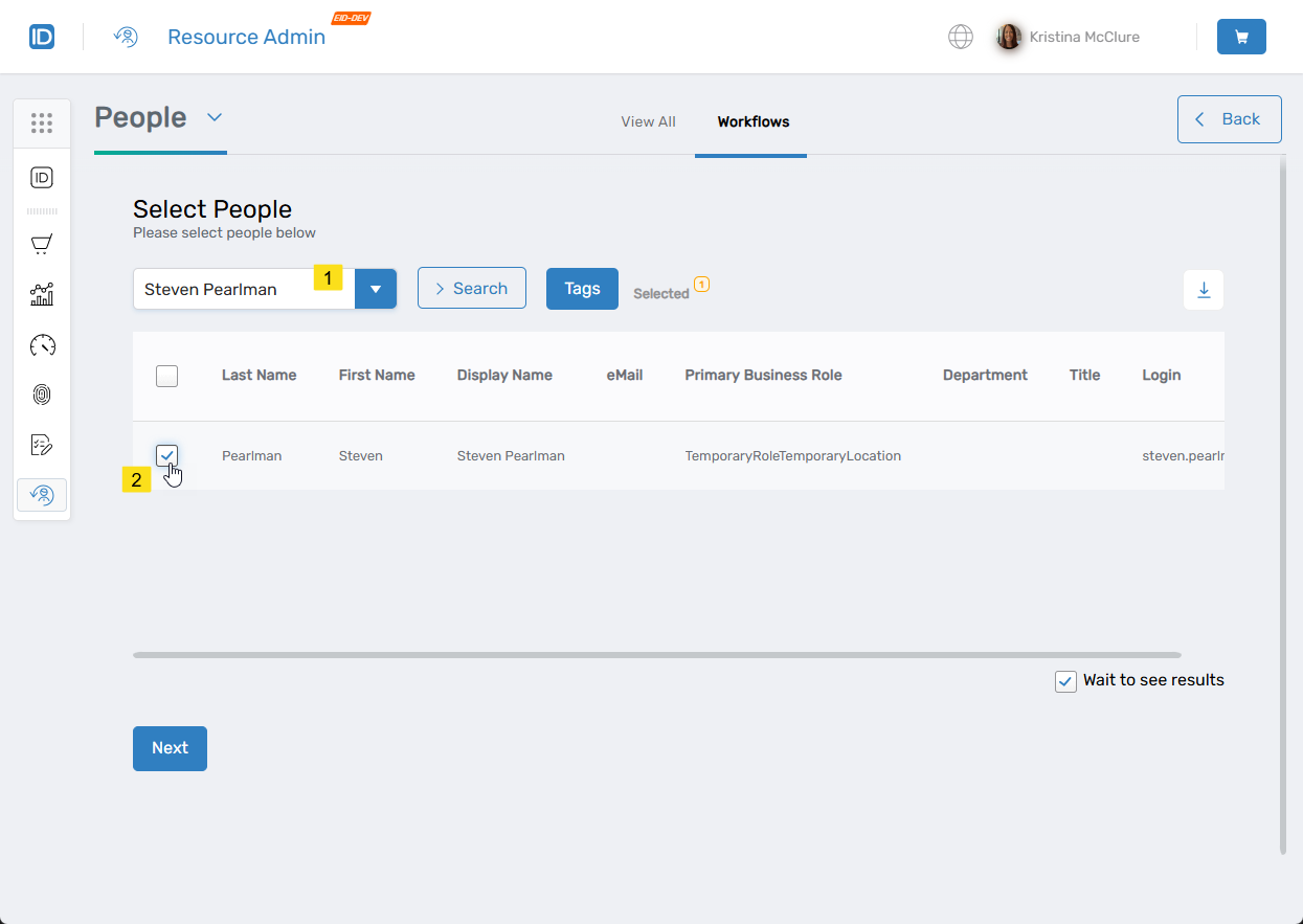 Select person to move