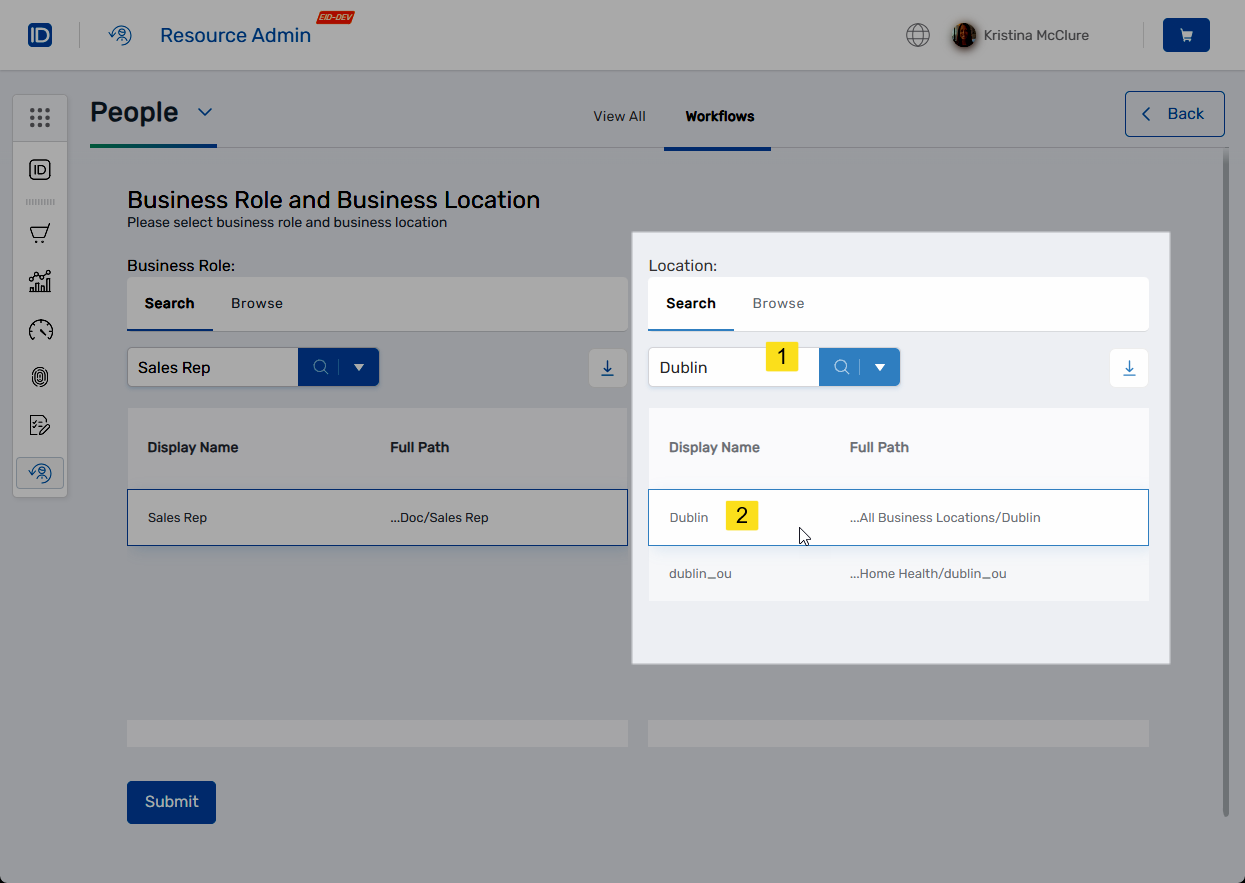 Select target Location