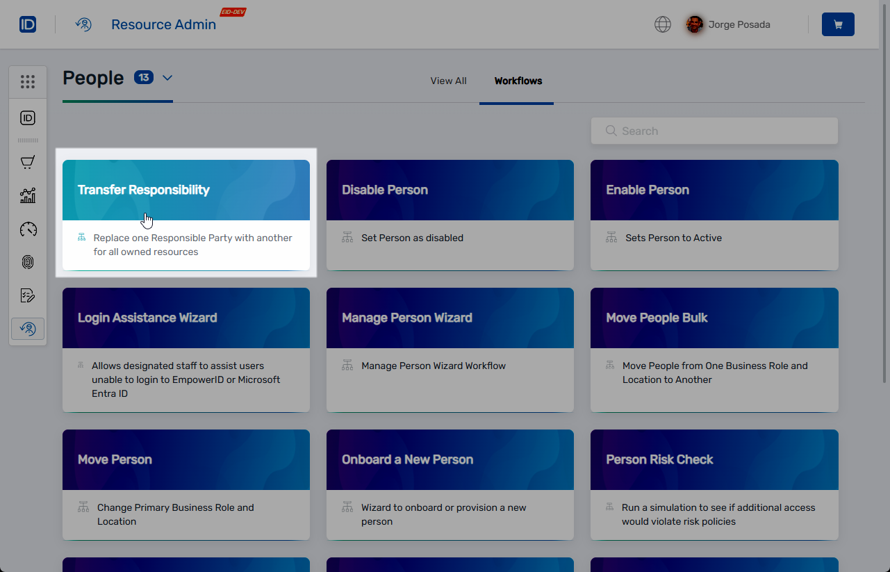 Transfer Responsibility button