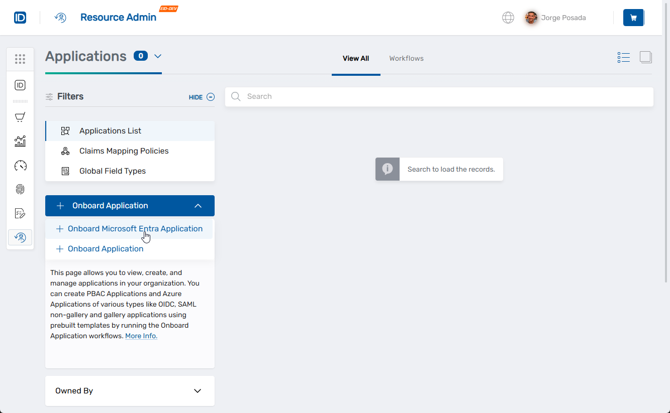 Onboard Entra Application Link
