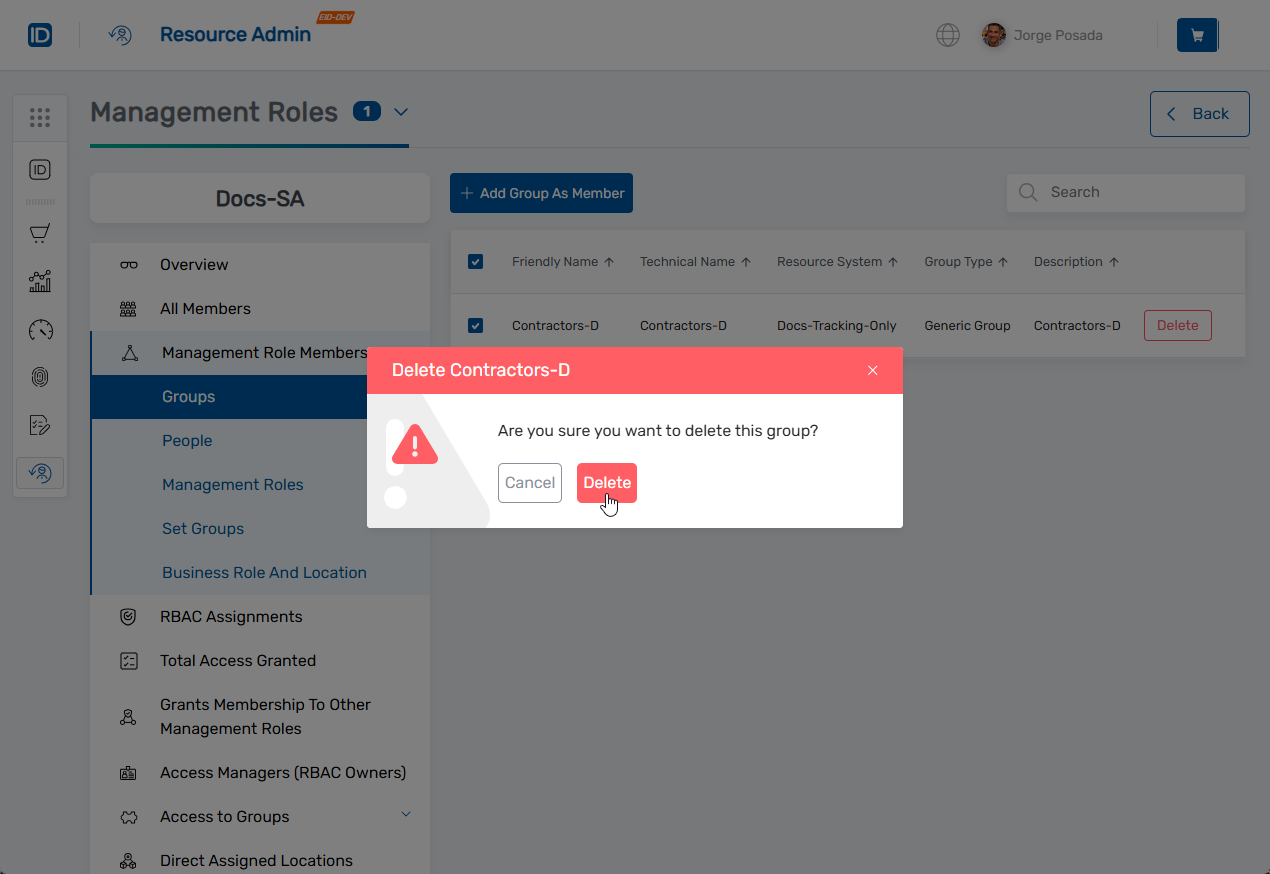 Confirm removal dialog