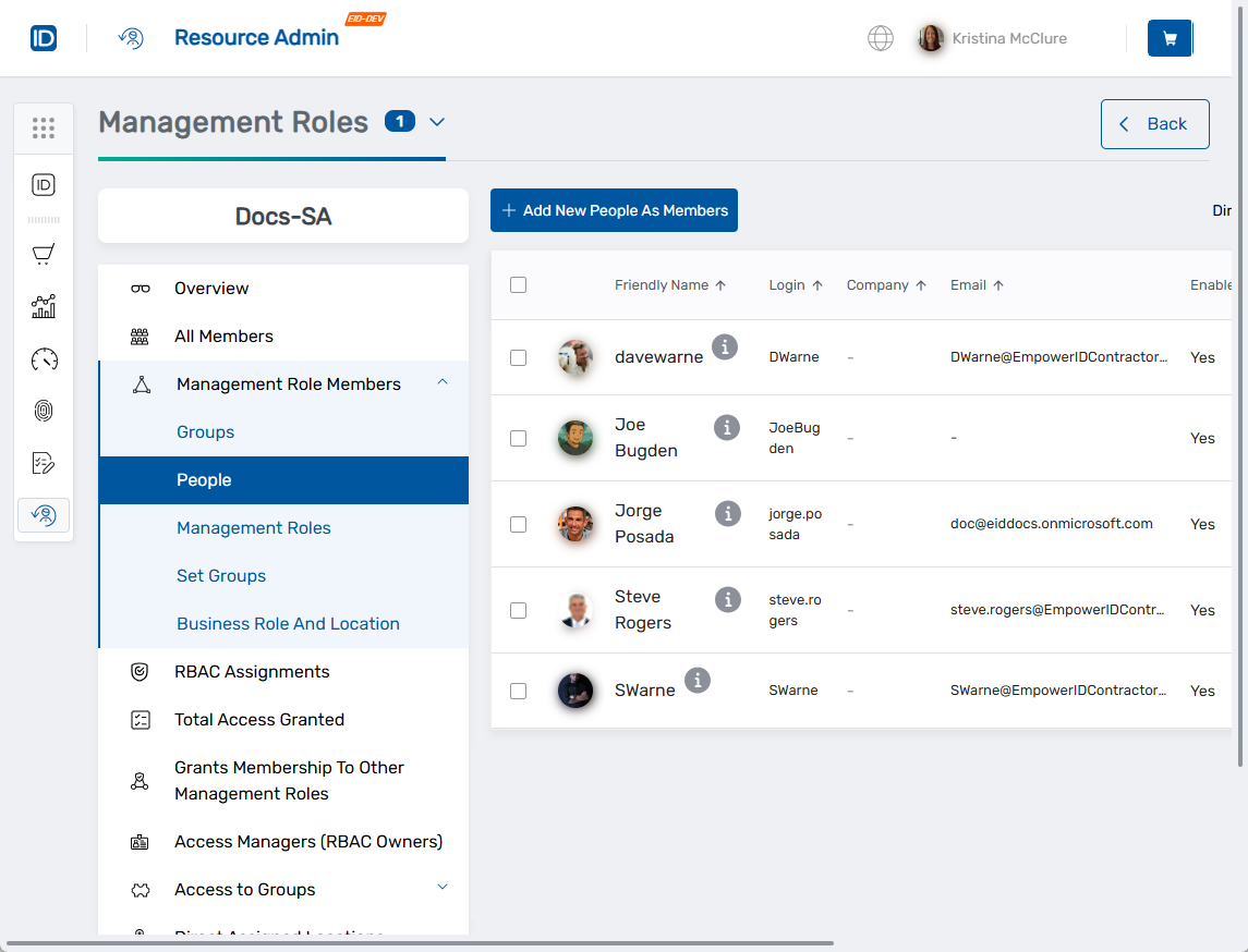 People as Members Tab