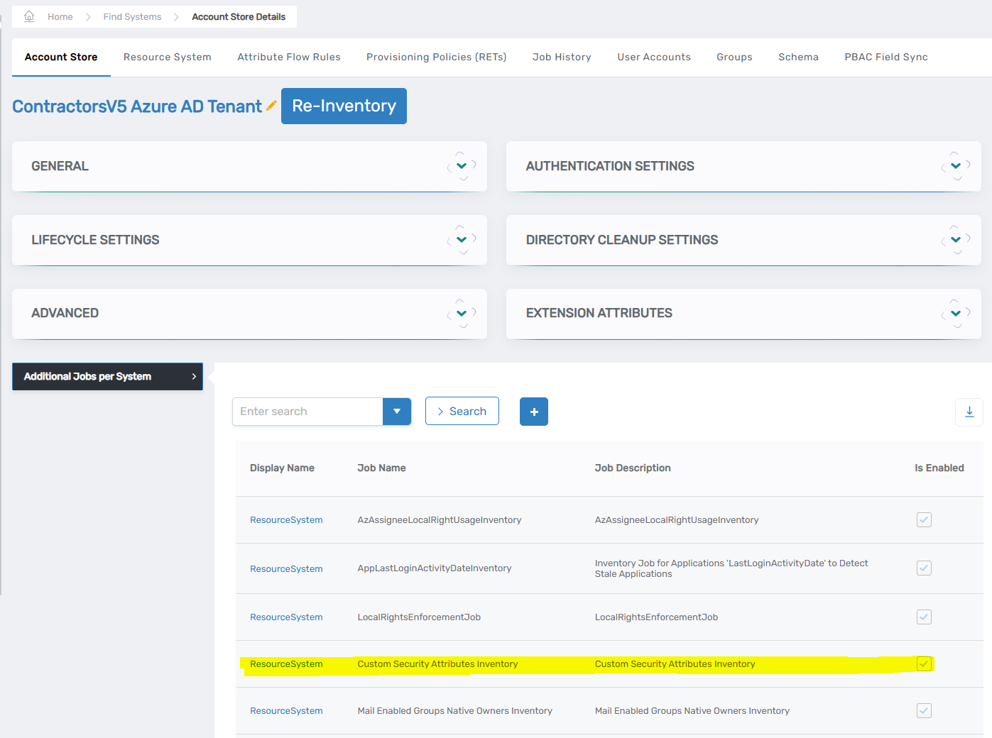 Resource System Jobs Configuration