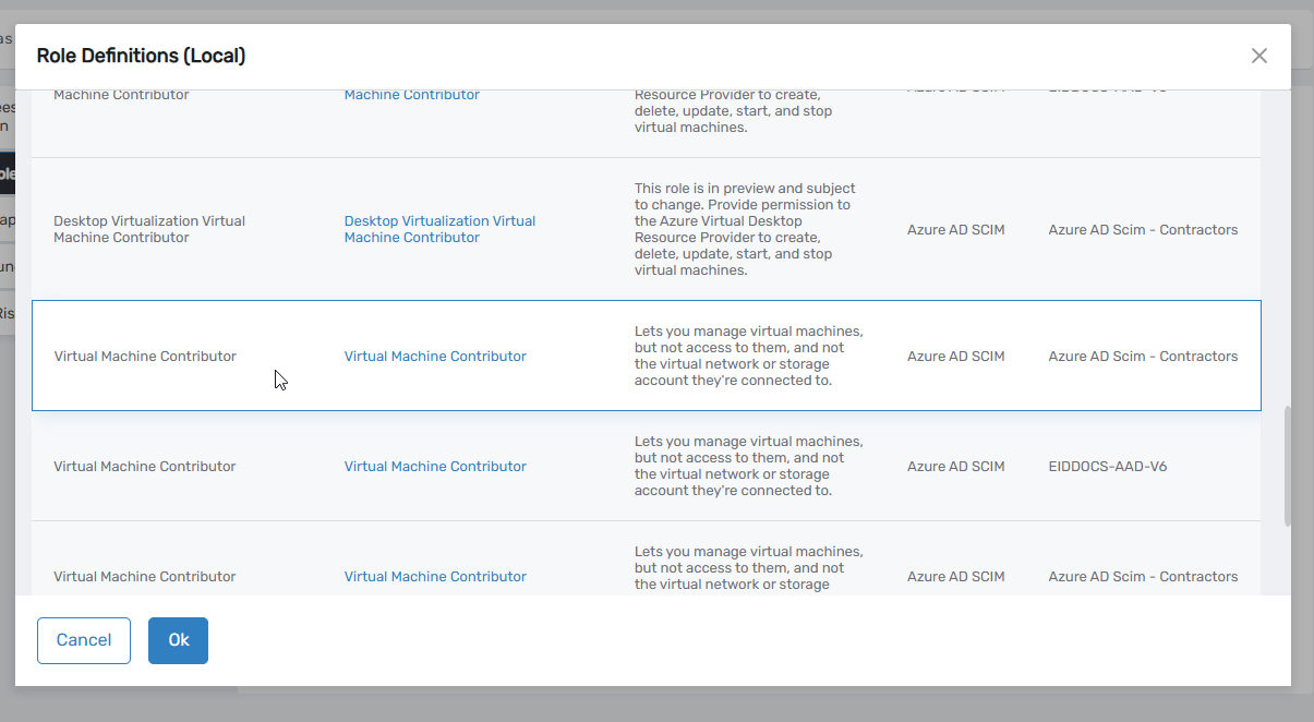 Selecting a role in the managed resource system