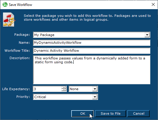 Save workflow dialog