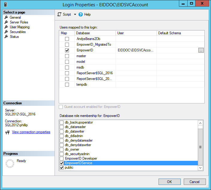 Service Account Server Role