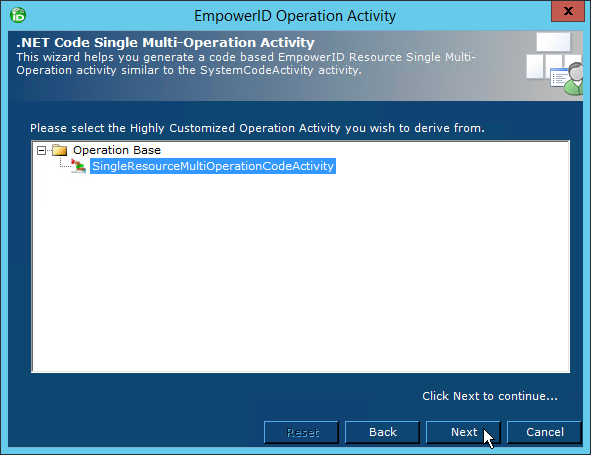 Single resource multi-operation code activity operation base