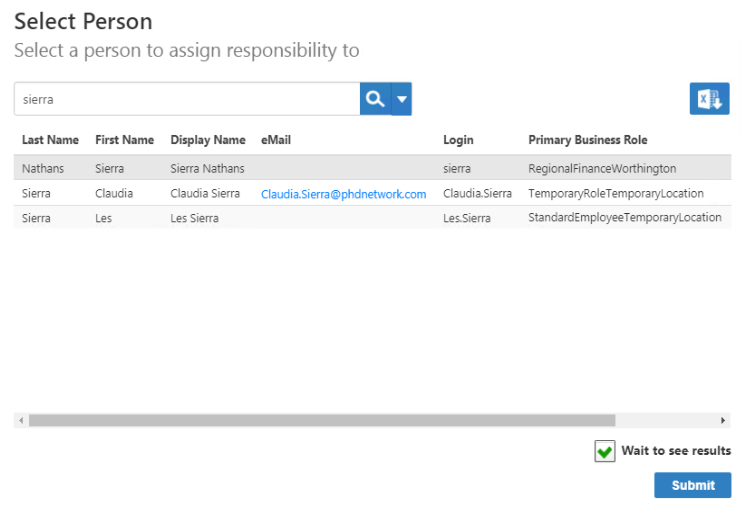 Person selection for responsibility assignment
