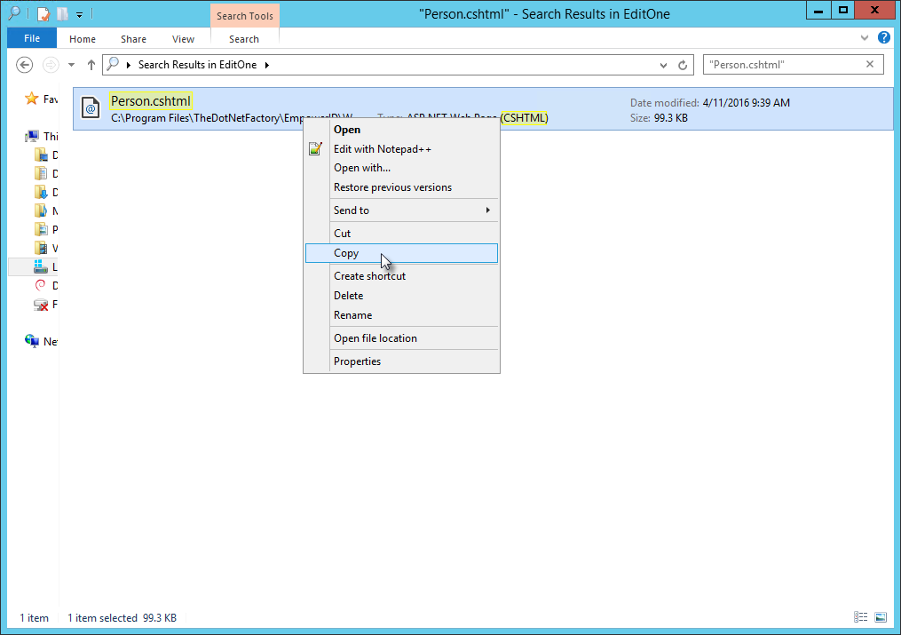 Web folder copy Person CS