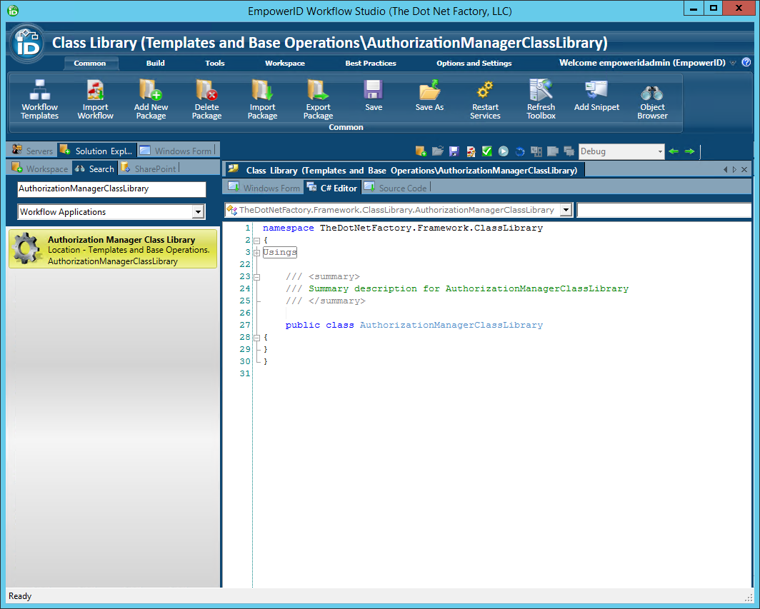 Authorization Manager Class Library stub