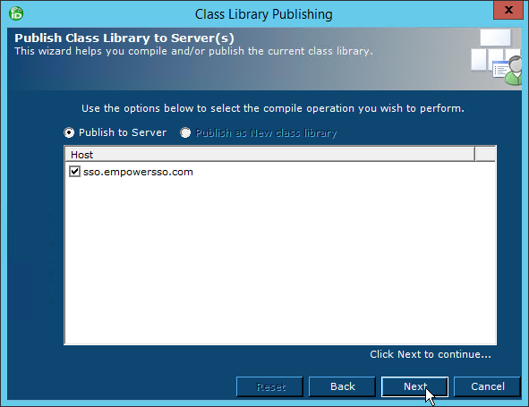 Class Library Publishing wizard server