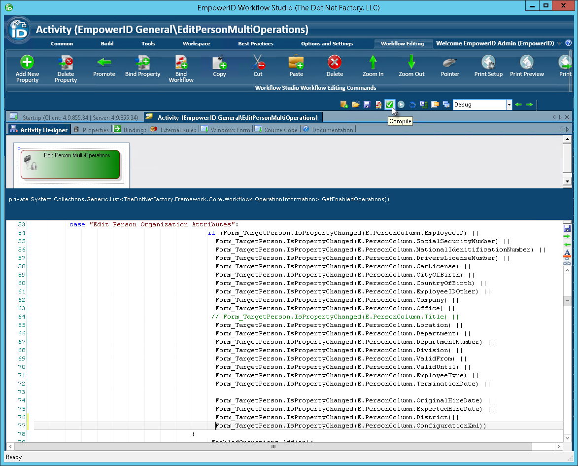 Compile Edit Person Multi Operations activity